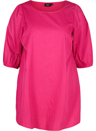 Cotton tunic with 2/4-length sleeves, Pink Peacock, Packshot image number 0