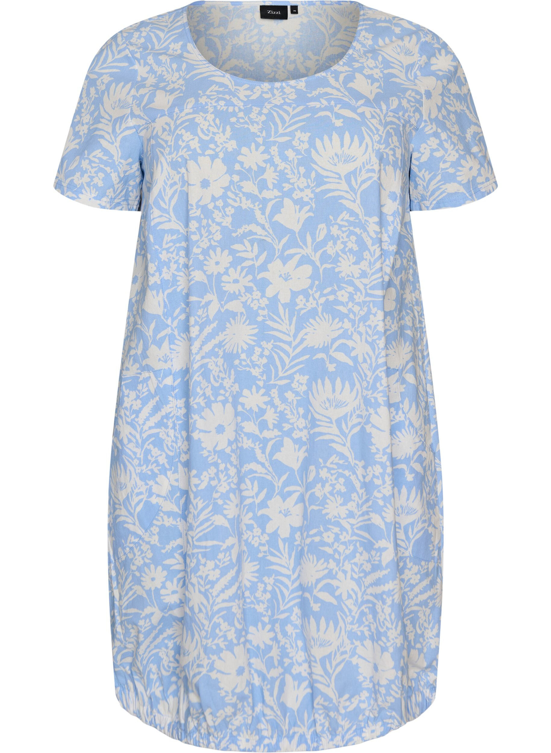 Zizzifashion Short-sleeved cotton dress with print, Vanilla, Packshot image number 0