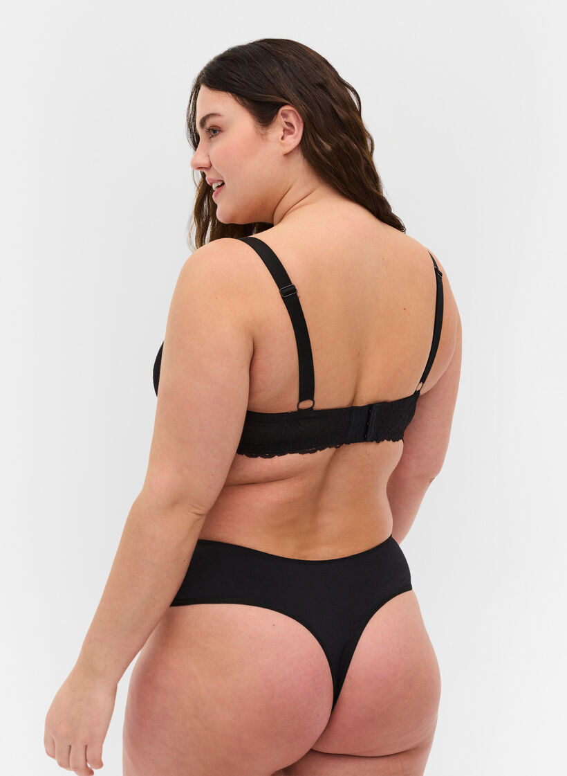 Lace g-string with regular waist, Black, Model image number 1