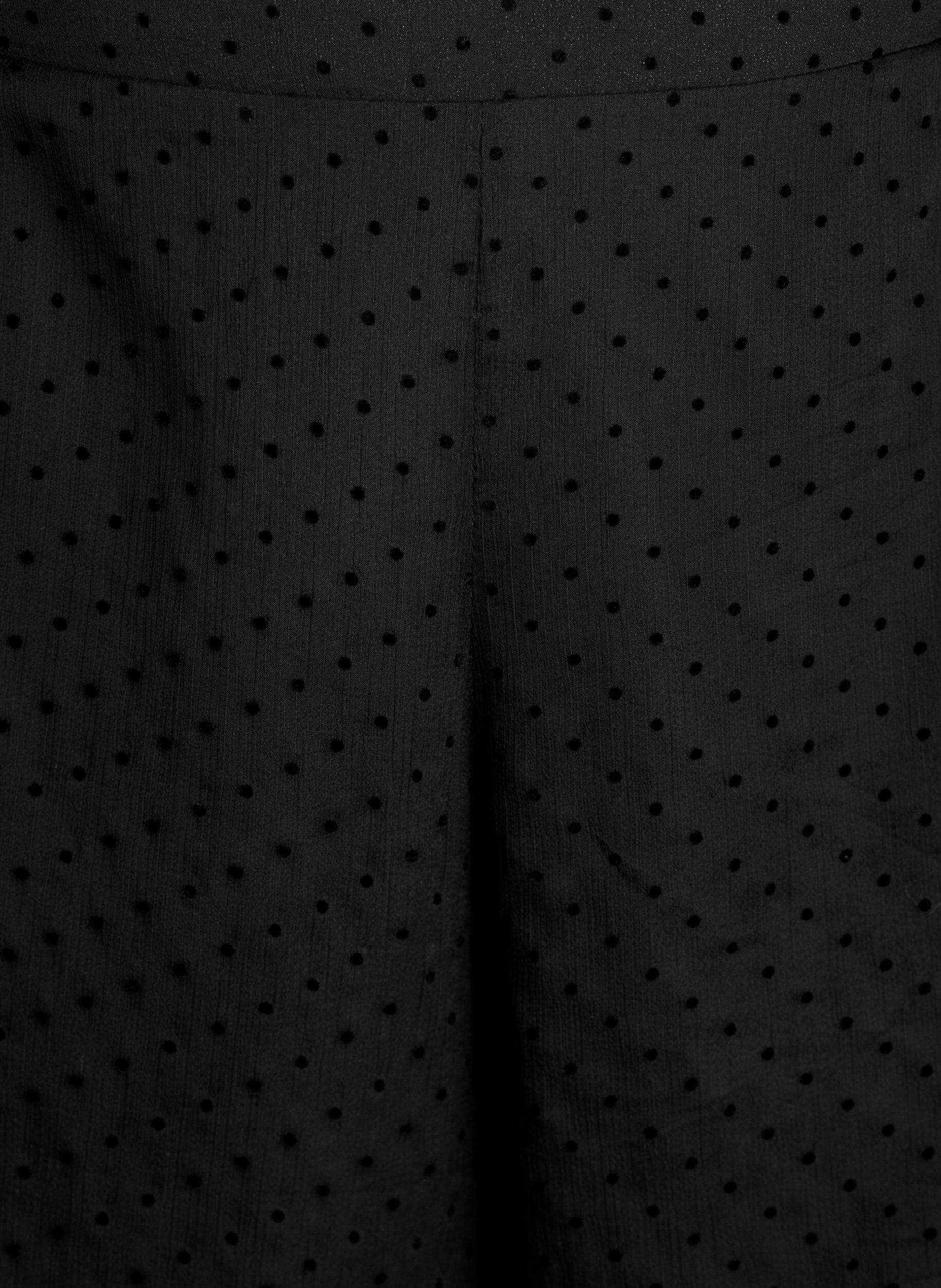 Zizzifashion Loose chiffon trousers with dots, Black, Packshot image number 2