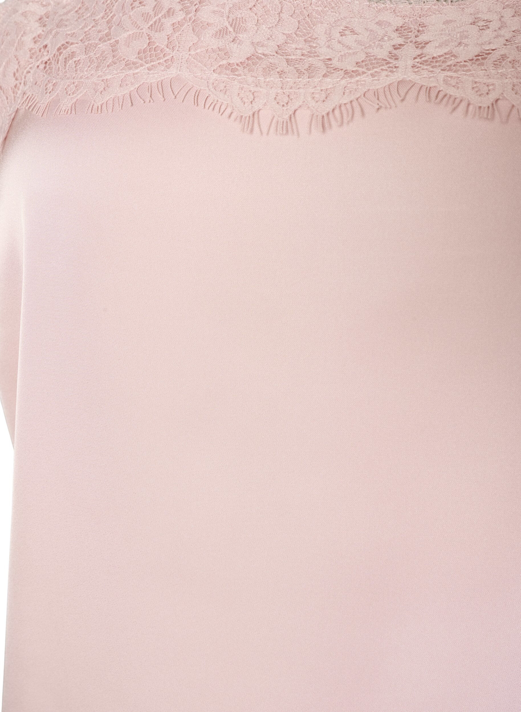 Zizzifashion Long satin top with lace edges, 9990, Packshot image number 2