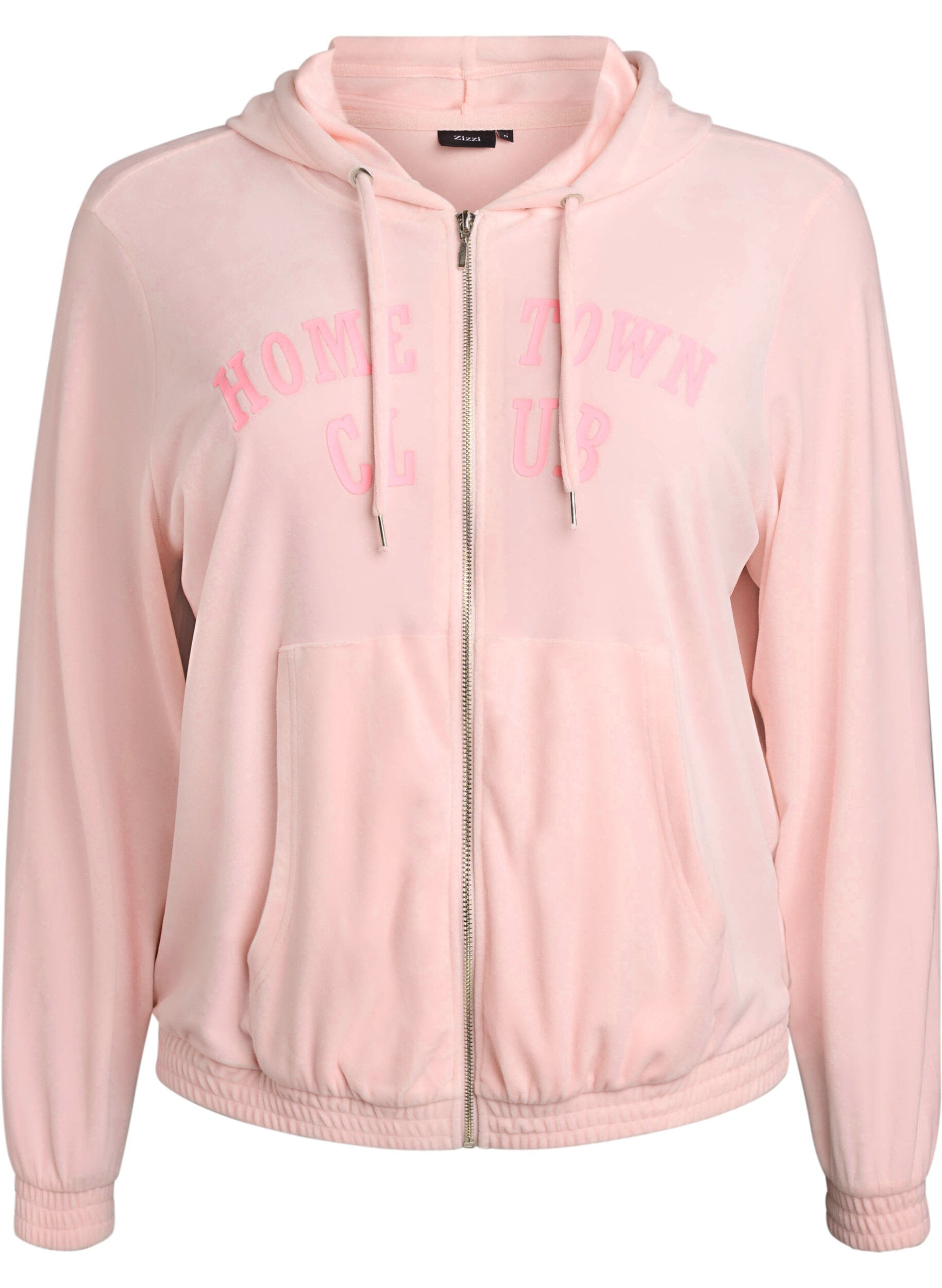 Zizzifashion Soft velour hoodie with zipper, Rose, Packshot image number 0