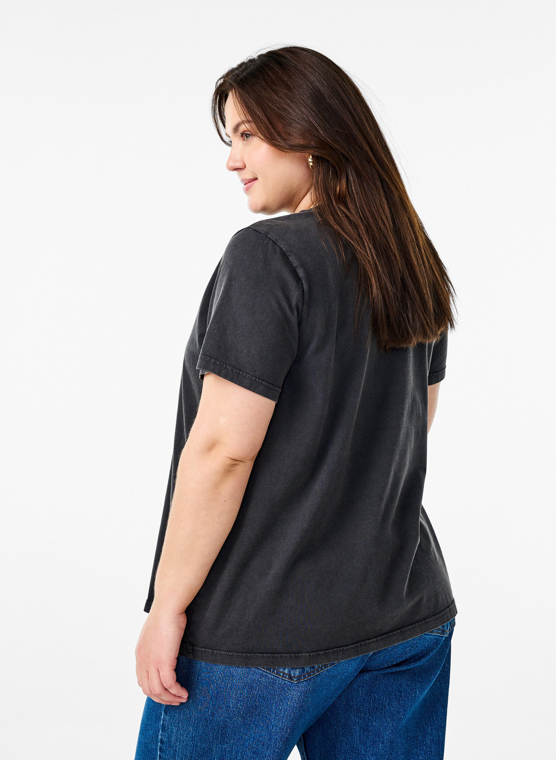 Zizzifashion T-shirt in organic cotton with a cool print, Dark Grey, Model image number 2