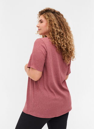 Short-sleeved t-shirt in ribbed fabric, Apple Butter, Model image number 1