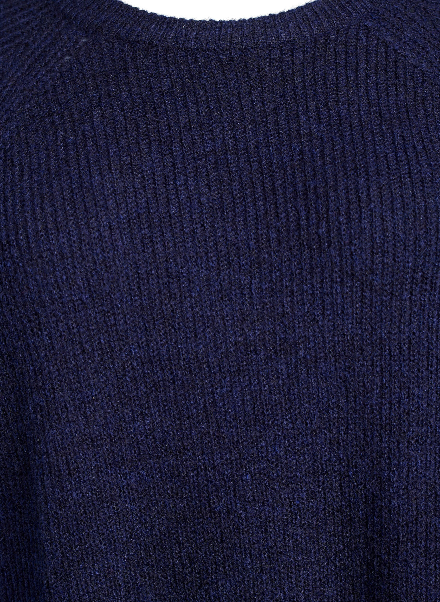 ZizzifashionRibbed jumper with 3/4 sleeves, Blue, Packshot image number 2