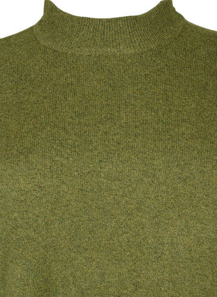 Melange knit sweater with slit, W. Moss/Black Mel., Packshot image number 2