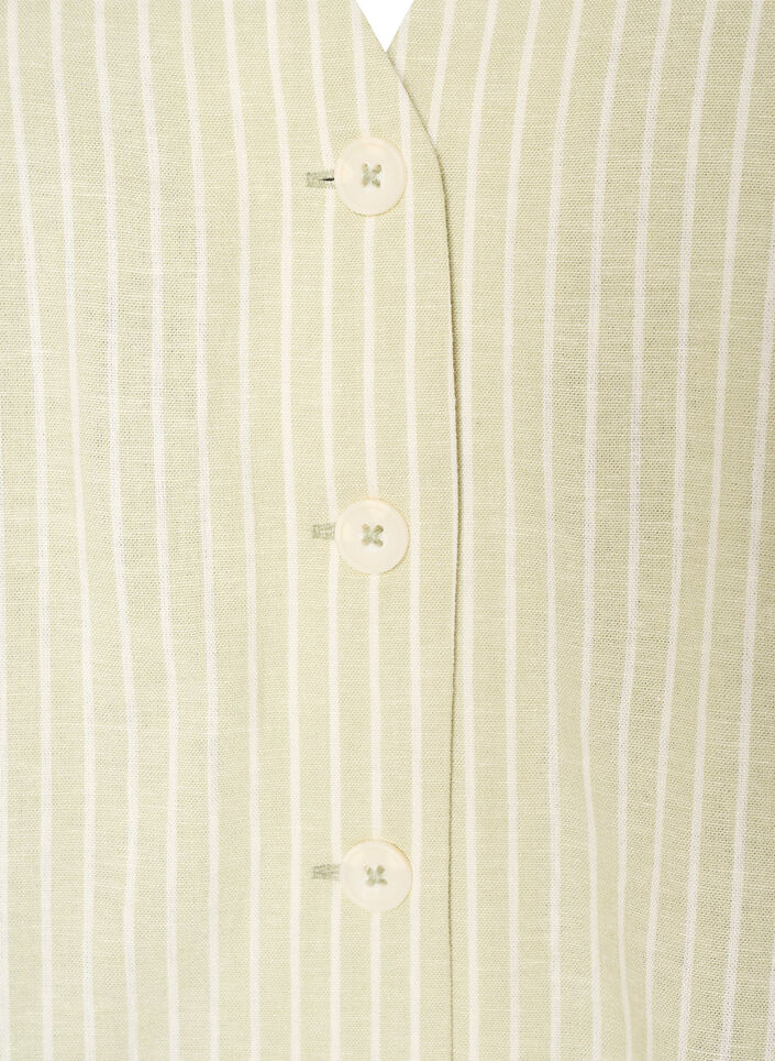 Striped vest in linen and viscose, Green, Packshot image number 2