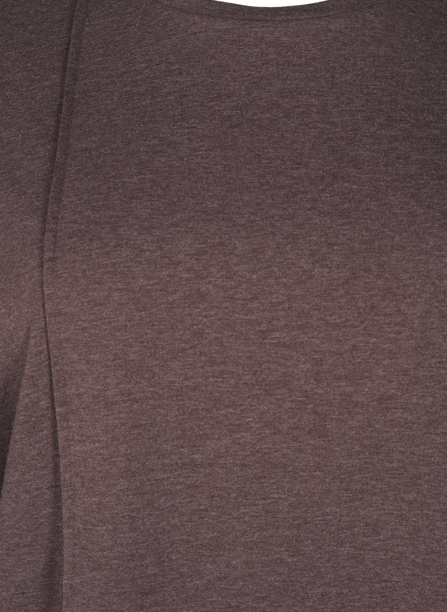 Zizzifashion Loose jersey blouse with seam details, Brown, Packshot image number 2