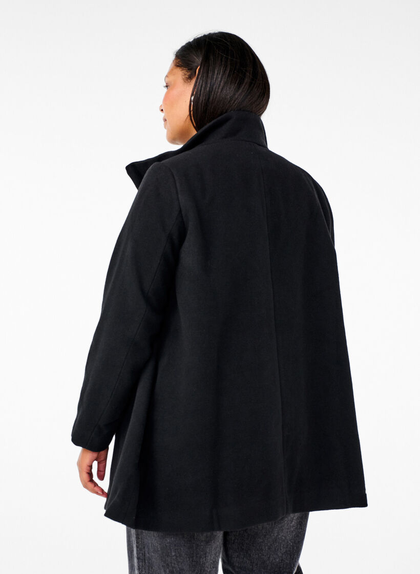 Short A-line coat, Black, Model image number 1
