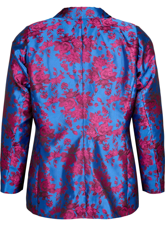 Floral blazer with pearl button, Blue Quartz Jaquard, Packshot image number 1