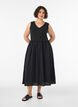 Sleeveless cotton midi dress with rib and muslin, Black, Model image number 0