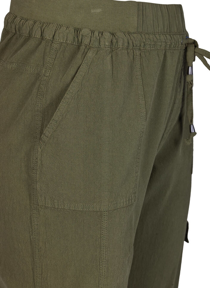Loose cargo trousers in cotton, Green, Packshot image number 2