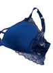 Lace bra with string detail and padding, Blue, Packshot image number 3