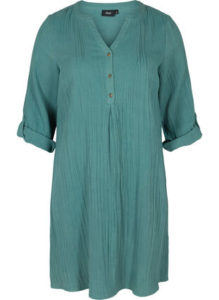 Cotton dress with 3/4 sleeves, Sea Pine, Packshot image number 0