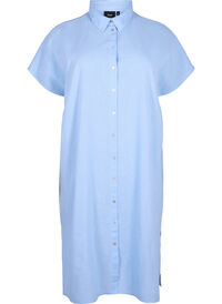 Long shirt in cotton blend with linen