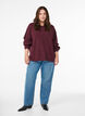 Knitted blouse with wavy edges, Dark Bordeaux, Model image number 1