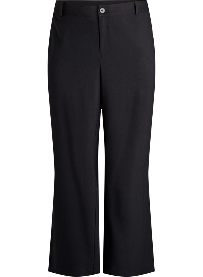 Suit trousers with high waist and straight fit, Black, Packshot image number 0