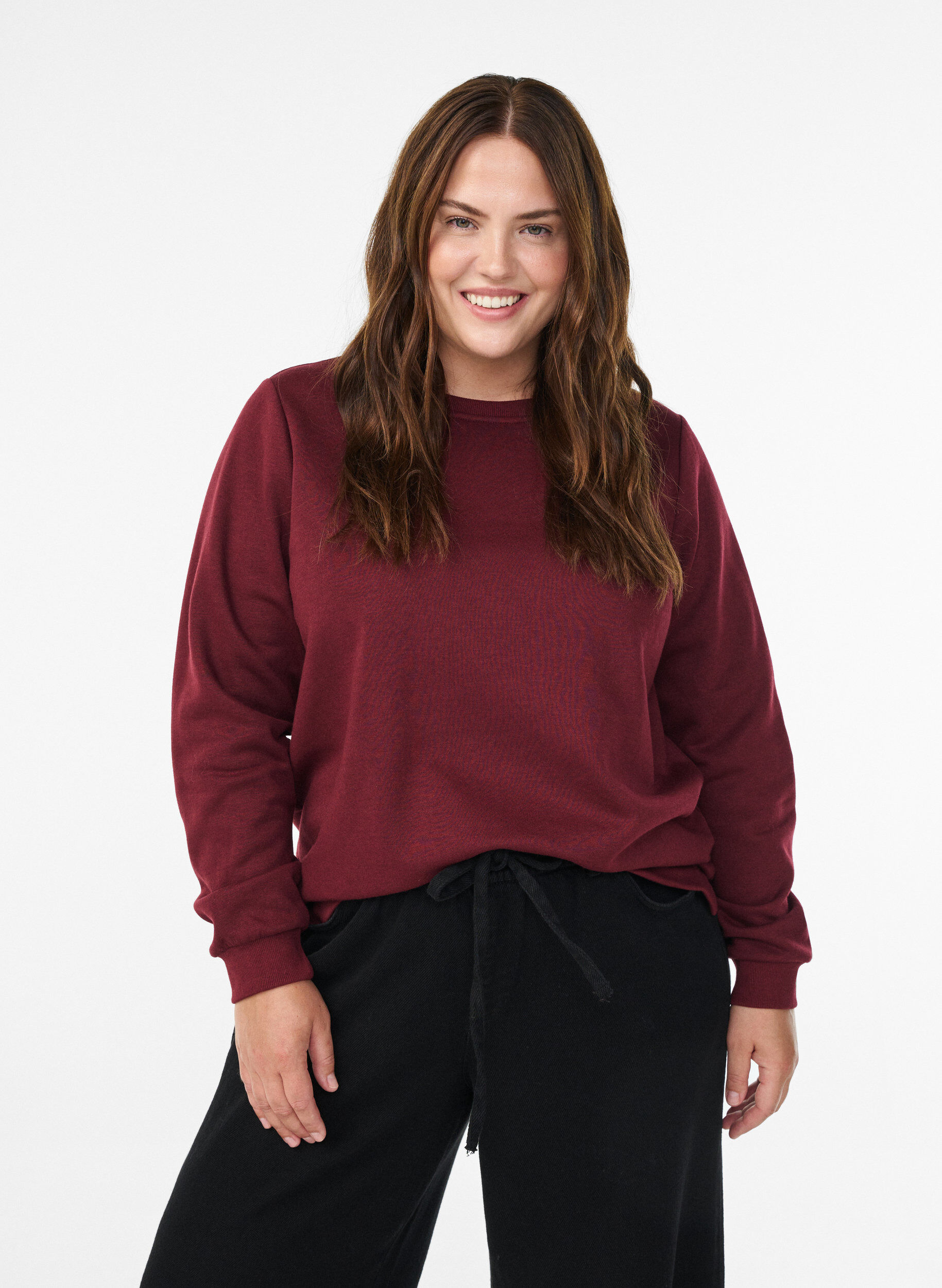 Zizzifashion Sweatshirt with fringes, Dark Bordeaux, Model image number 0