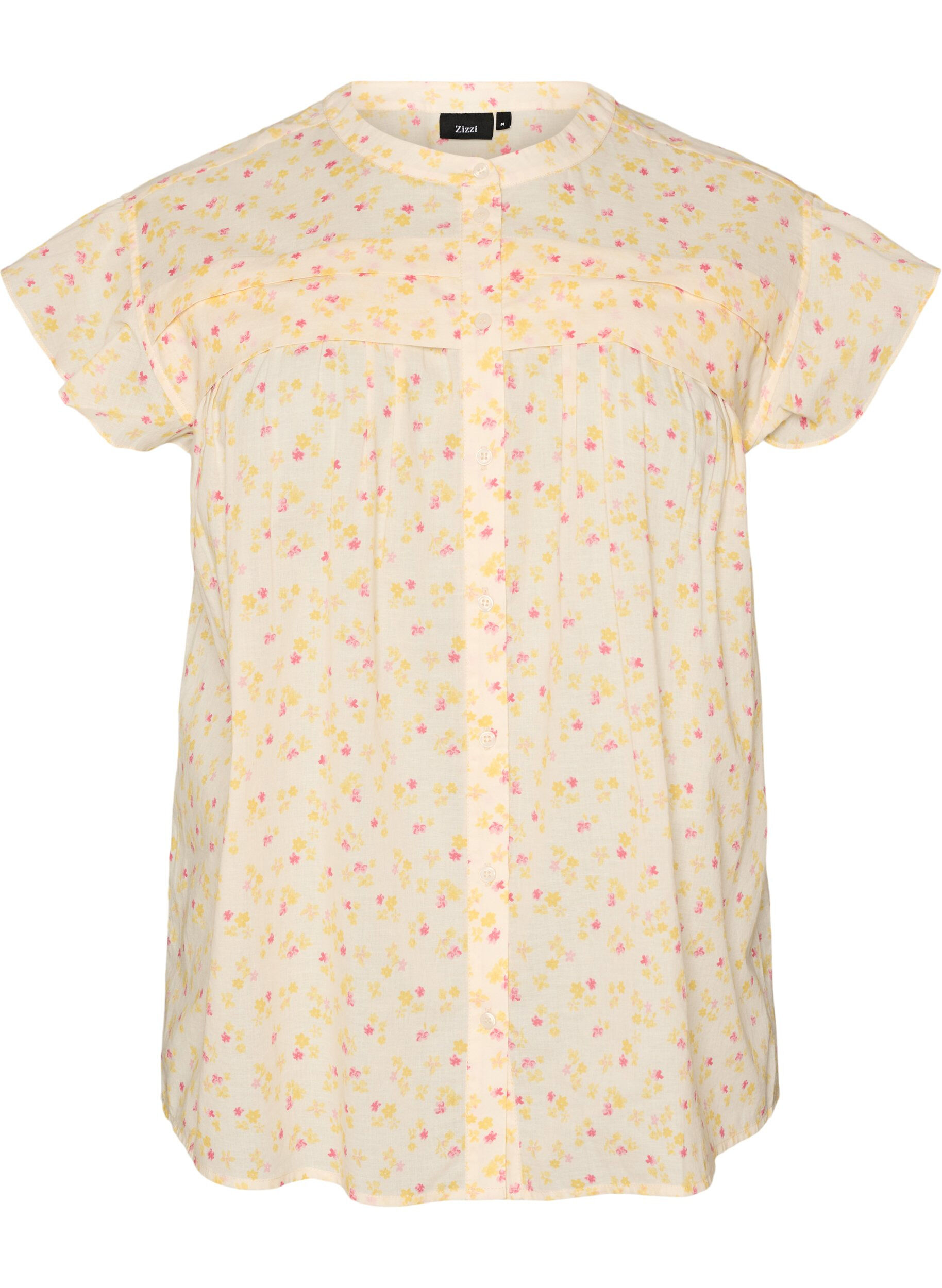 Zizzifashion Sleeveless A-line cotton shirt blouse, Yellow, Packshot image number 0