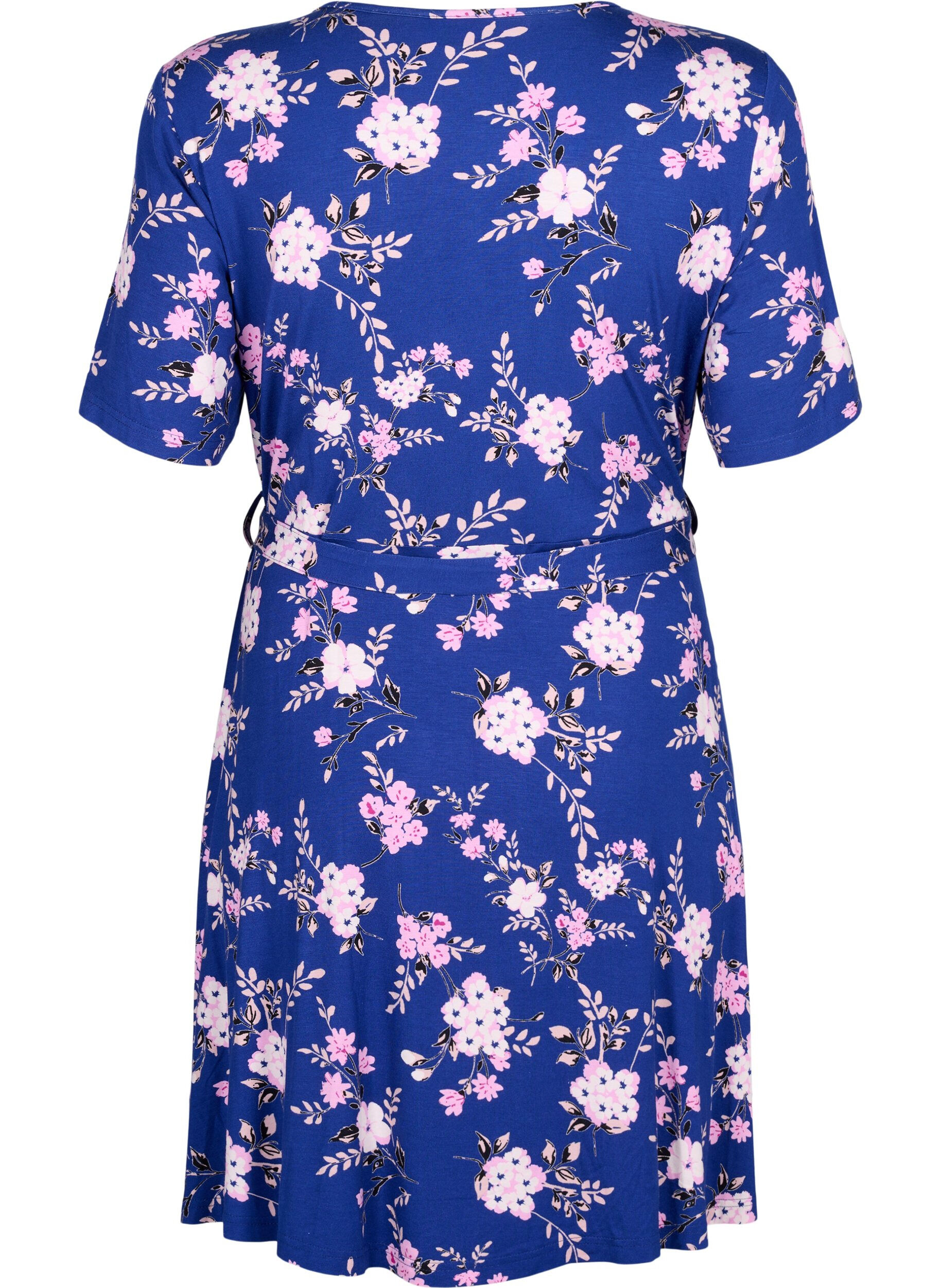 Zizzifashion Wrap dress in viscose with short sleeves, Bellwether AOP, Packshot image number 1