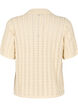 Knitted polo shirt with eyelet pattern, Beige, Packshot image number 1