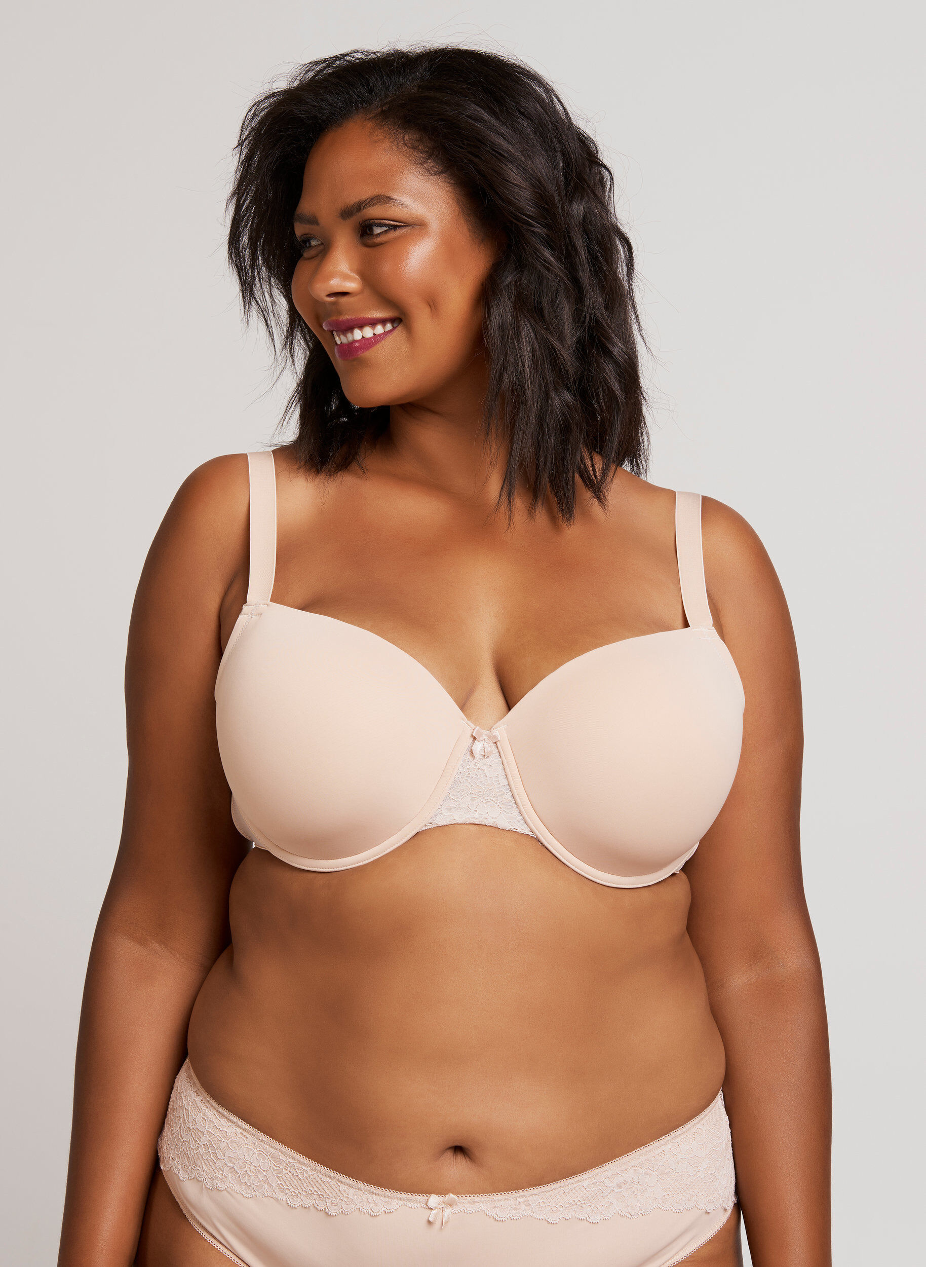Zizzifashion Molded bra with mesh, Beige, Model image number 3