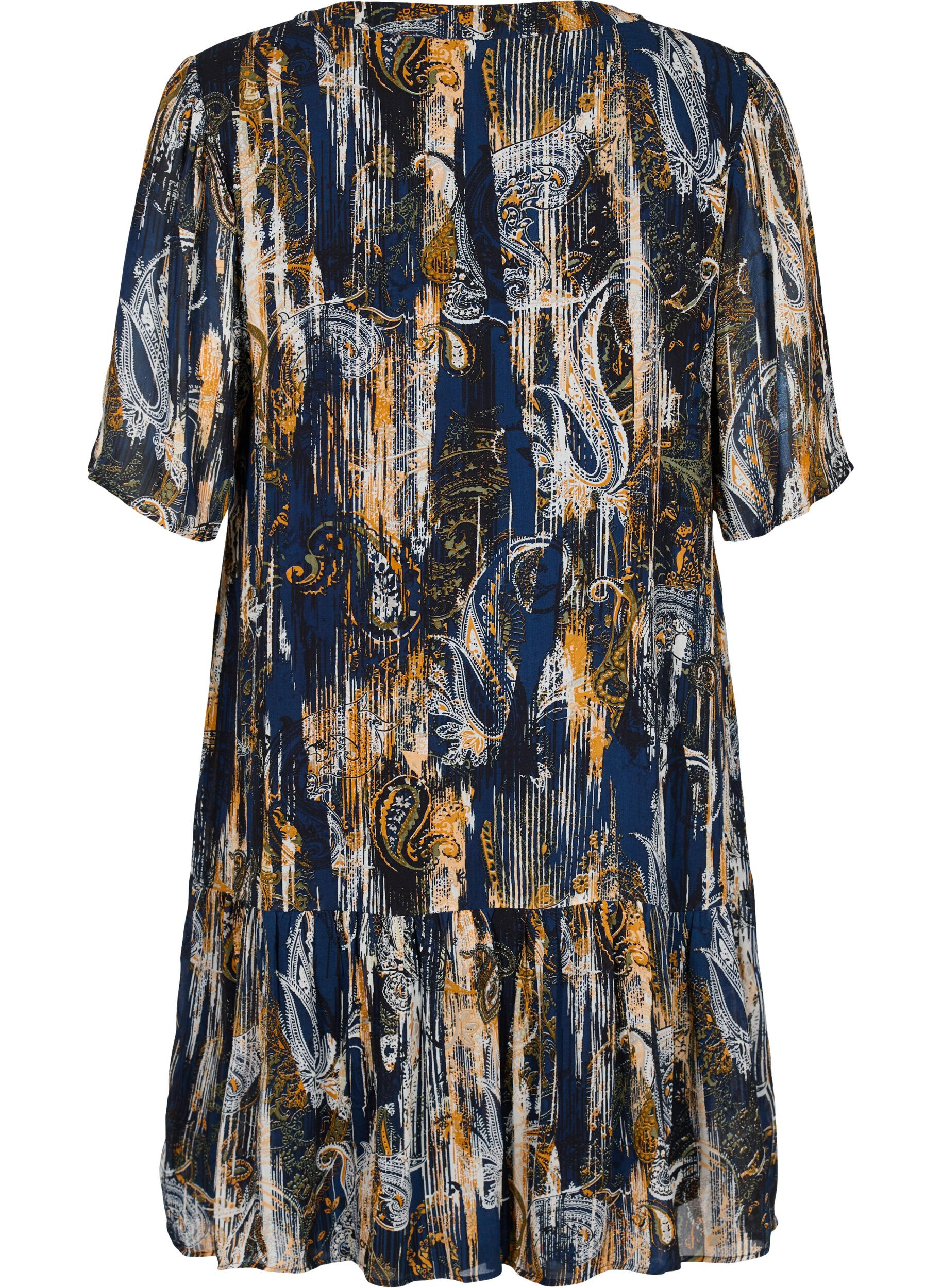 Zizzifashion Paisley print dress in viscose, Navy Blazer AOP, Packshot image number 1