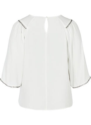 Blouse with 3/4-length Sleeves and Rivets, Snow White, Packshot image number 1
