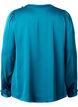 Satin shirt blouse with ruffle details, Shaded Spruce, Packshot image number 1