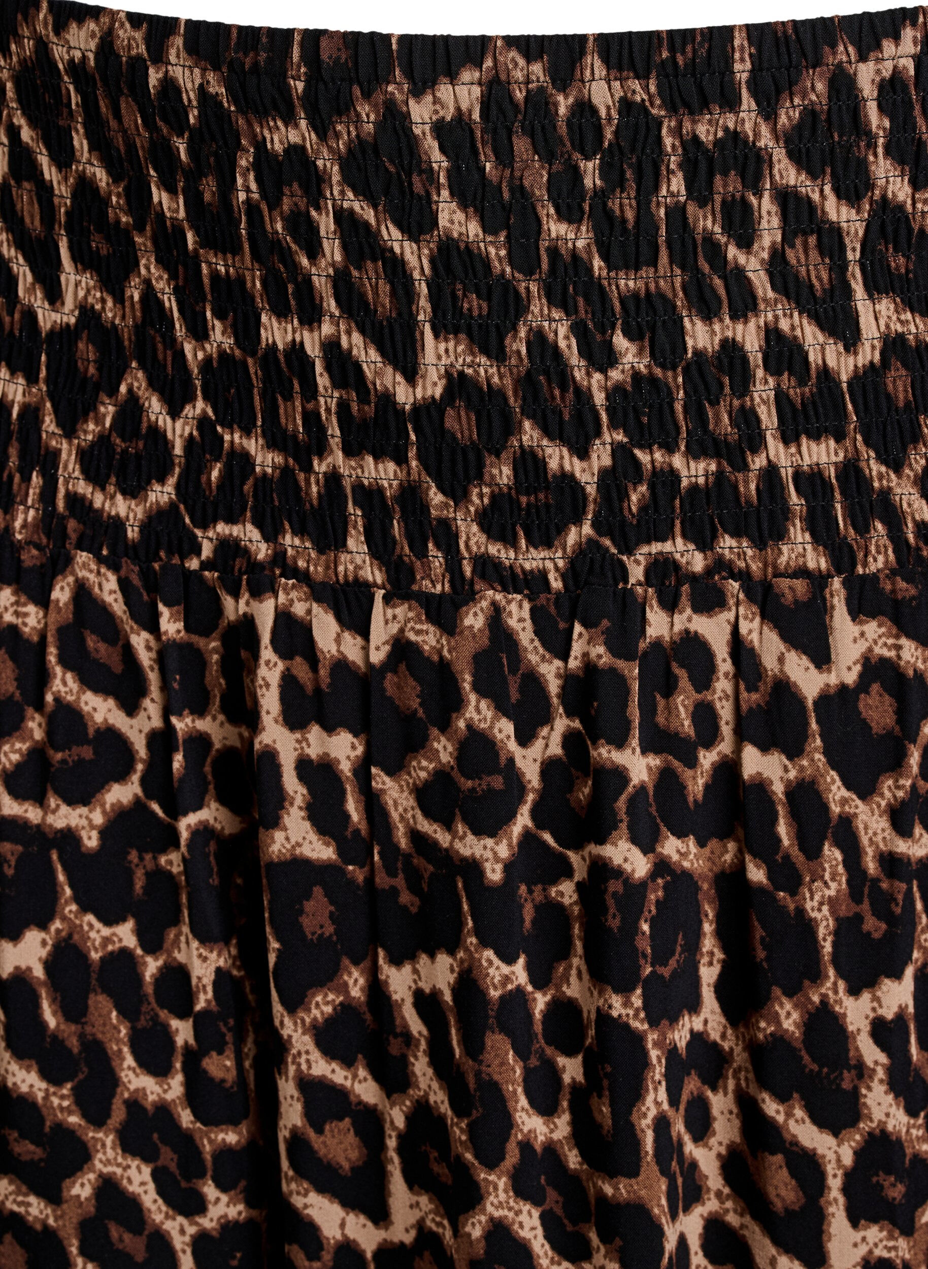 Zizzifashion Viscose maxi skirt with smocking, Brown, Packshot image number 2