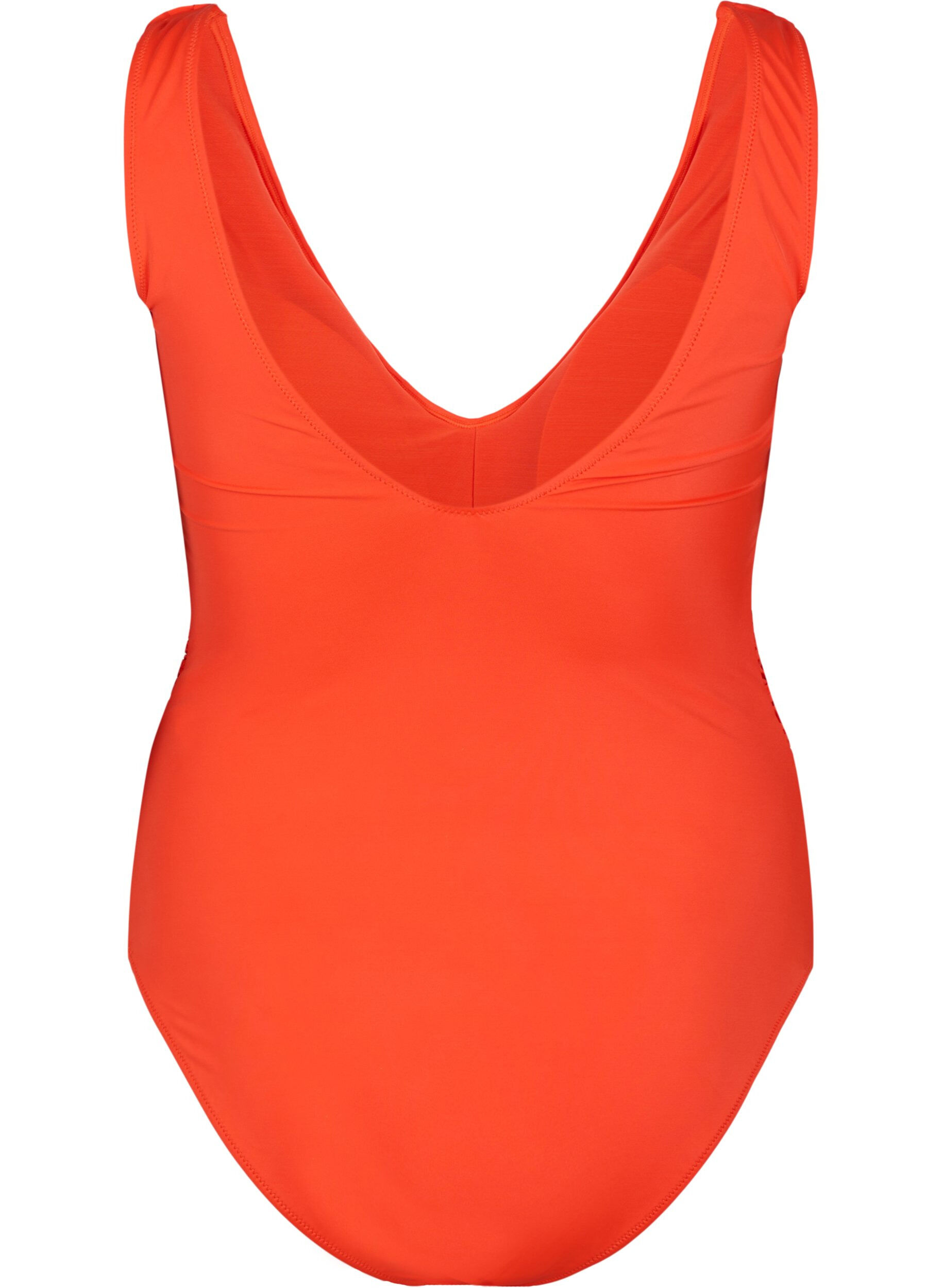 Zizzifashion Swimsuit with ruffles and removable padding, Orange, Packshot image number 1