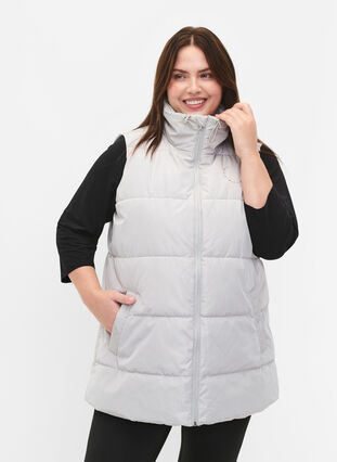 Sporty vest with a high collar and pockets, Pearl Blue, Model image number 0
