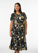 Midi dress with floral print and tie-belt, Black, Model image number 0