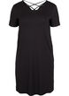 Short sleeve viscose nightgown with back detail, Black, Packshot image number 0