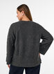 Knitted blouse with rhinestones and diamond pattern, Dark Grey, Model image number 2