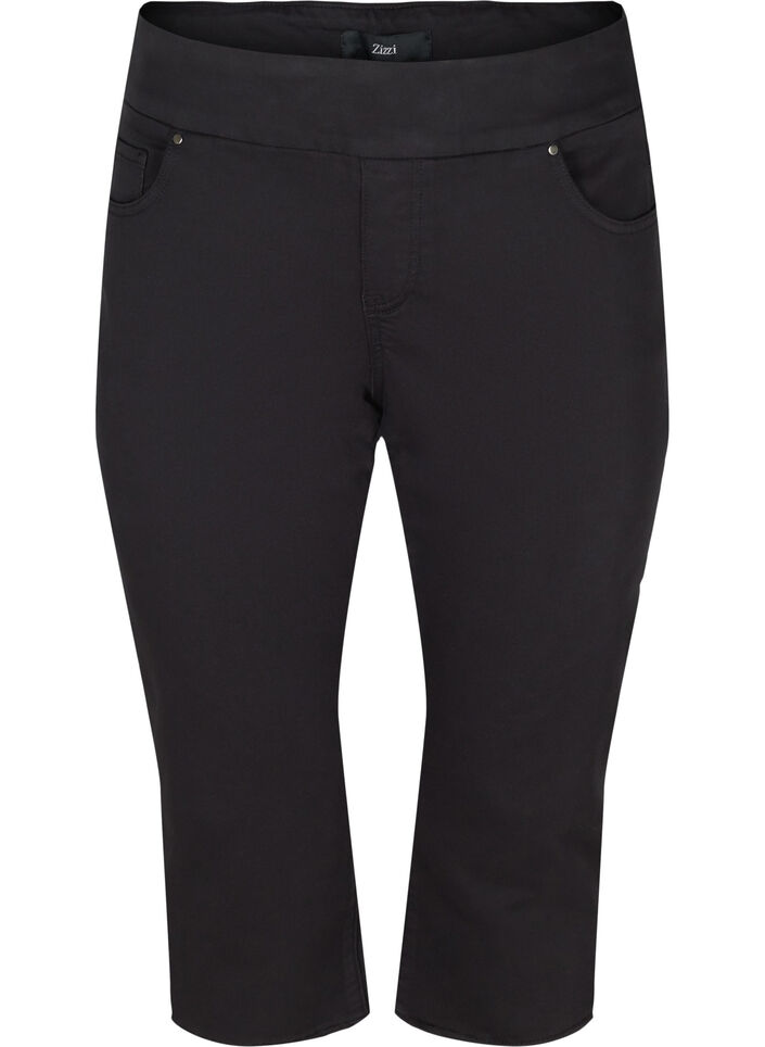 Close fitting cotton blend capris, Black, Packshot image number 0