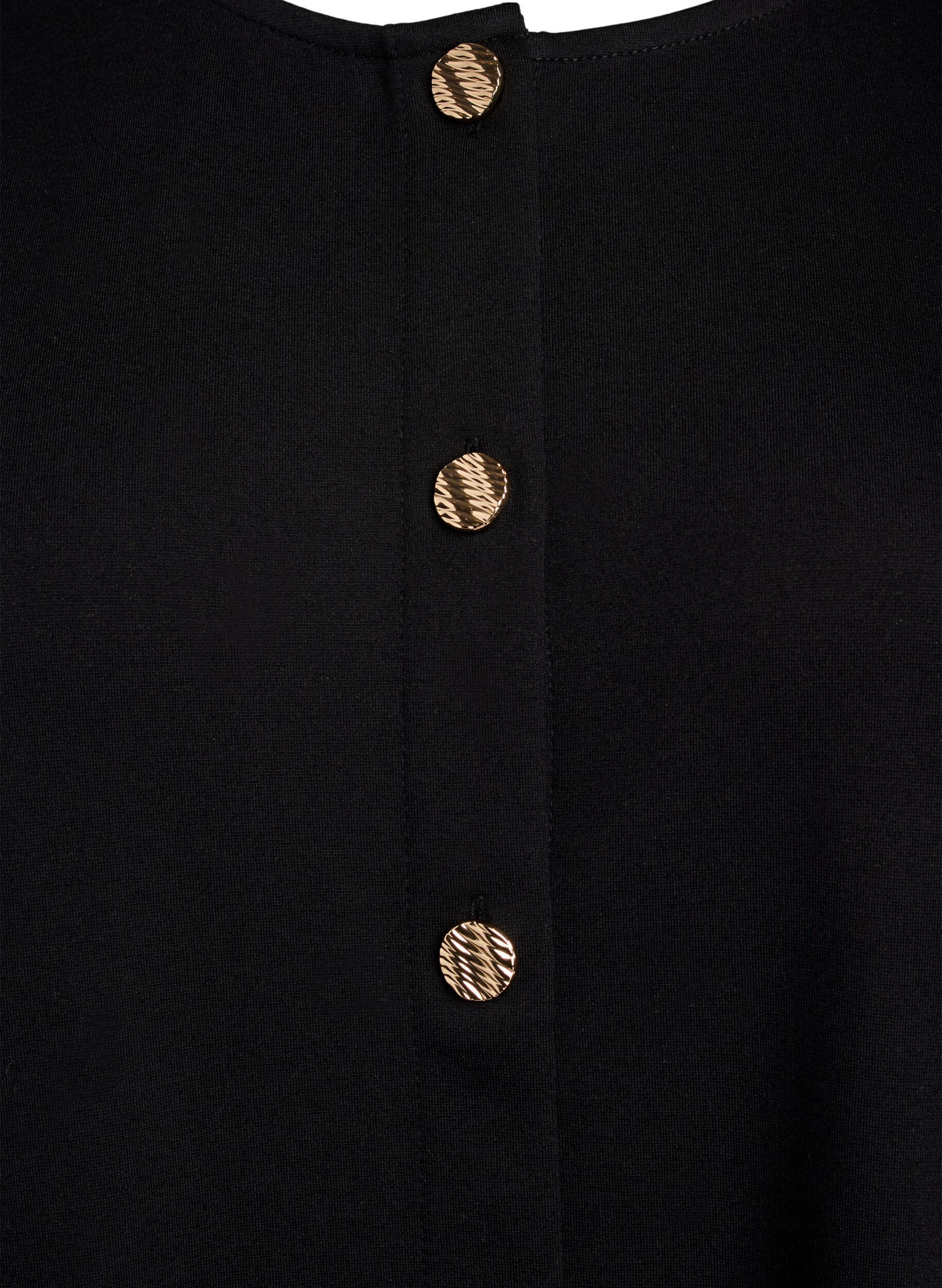 Zizzifashion Cardigan with decorative buttons and long sleeves, Black, Packshot image number 2