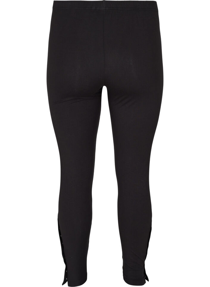 Viscose leggings with press studs, Black, Packshot image number 1