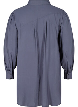 Long, solid-coloured, viscose blend shirt, Odysses Gray, Packshot image number 1