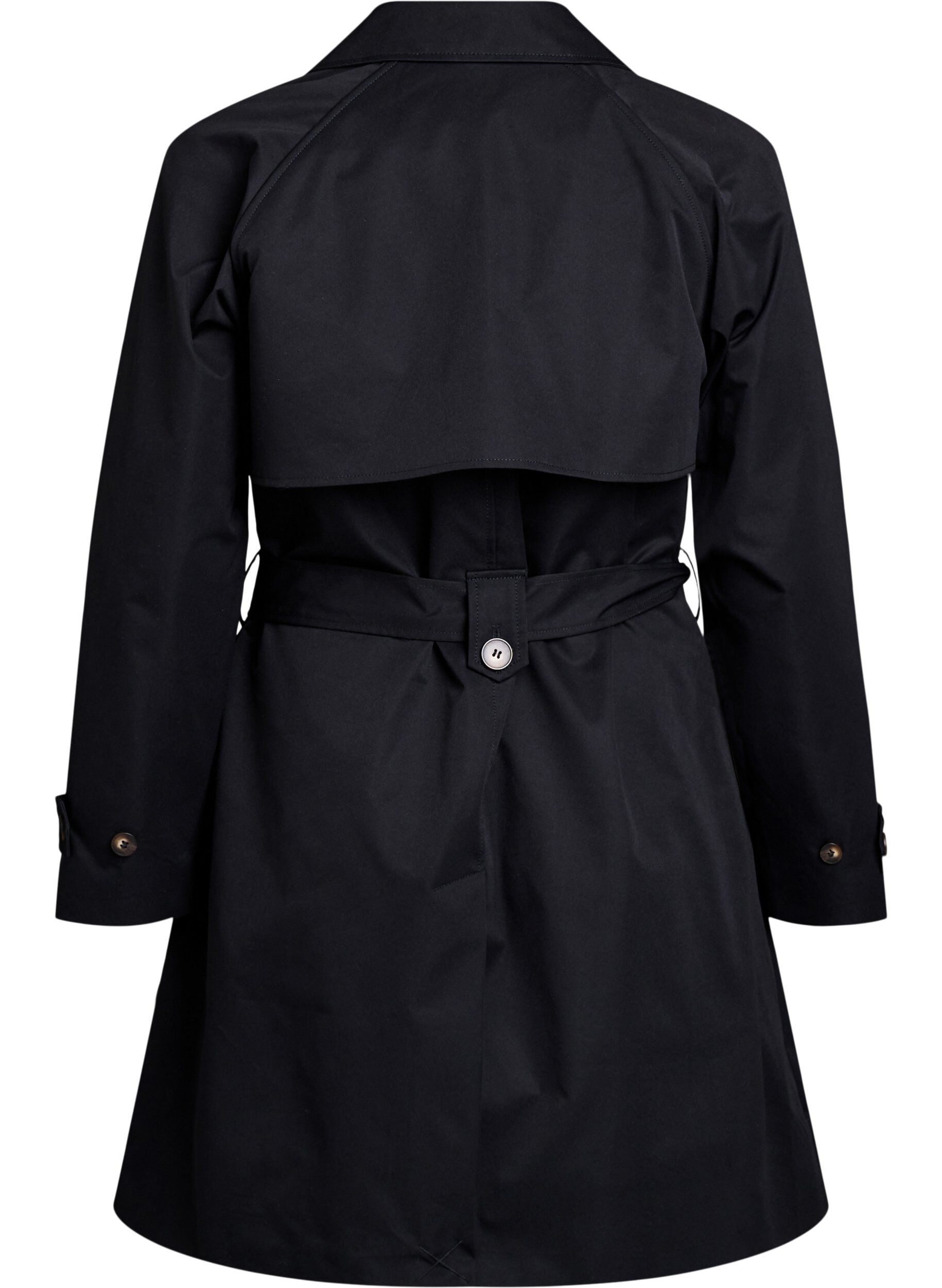 Zizzifashion Mid-length trench coat with belt, Black, Packshot image number 1