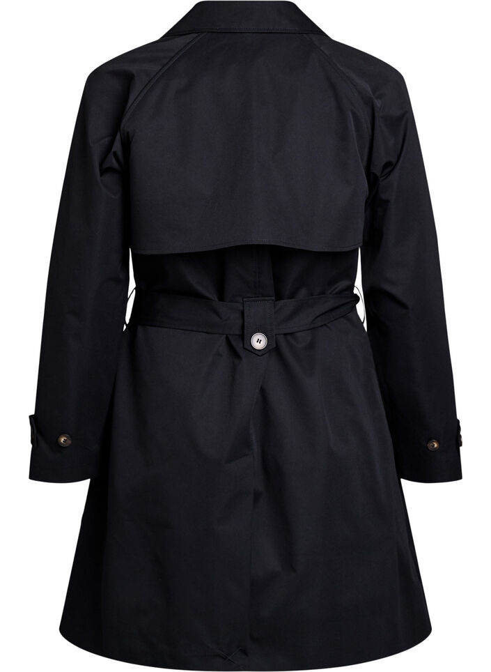 Mid-length trench coat with belt, Black, Packshot image number 1