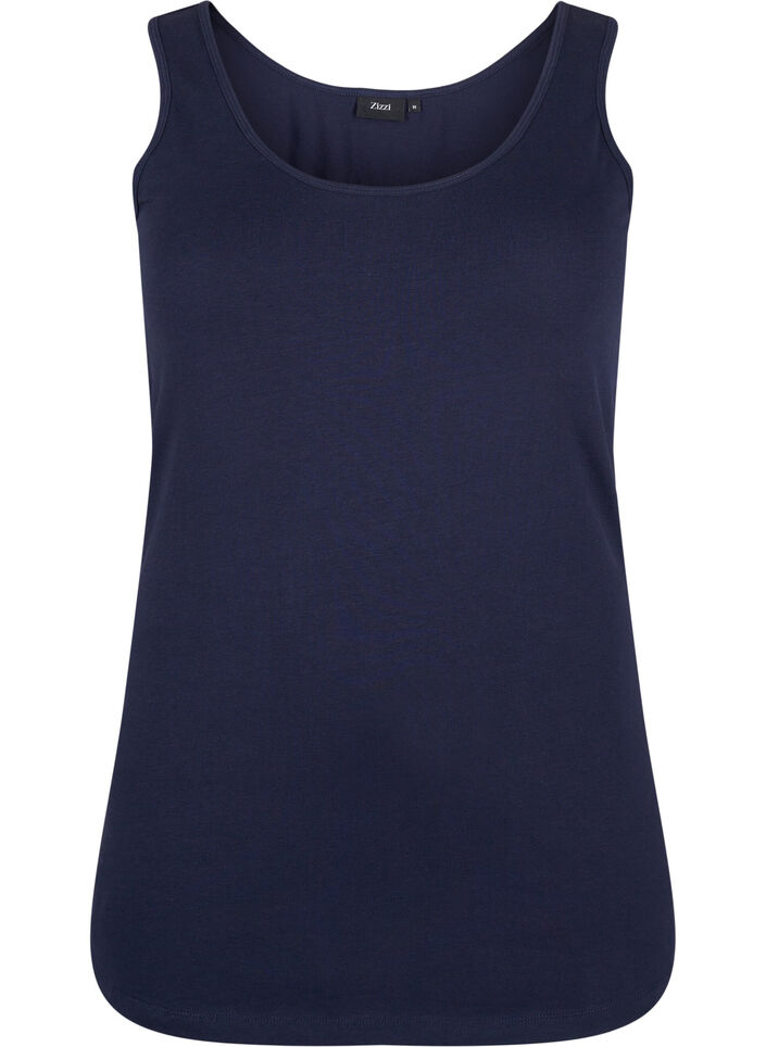 Solid color basic top in cotton, Blue, Packshot image number 0