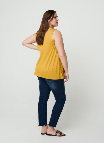 Viscose top with buttons, Golden Yellow, Model image number 1