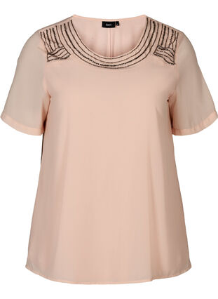 Short-sleeved chiffon blouse, Rose Smoke, Packshot image number 0