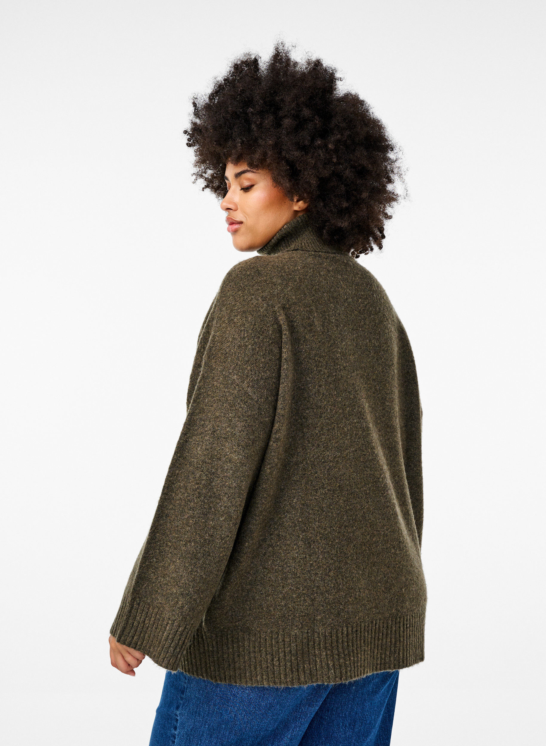 Zizzifashion Knitted turtleneck blouse, Sea Turtle Mel., Model image number 1