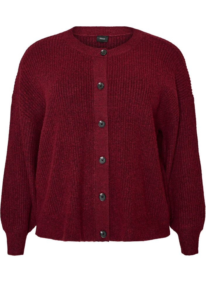 Rib knit cardigan with buttons, Red, Packshot image number 0