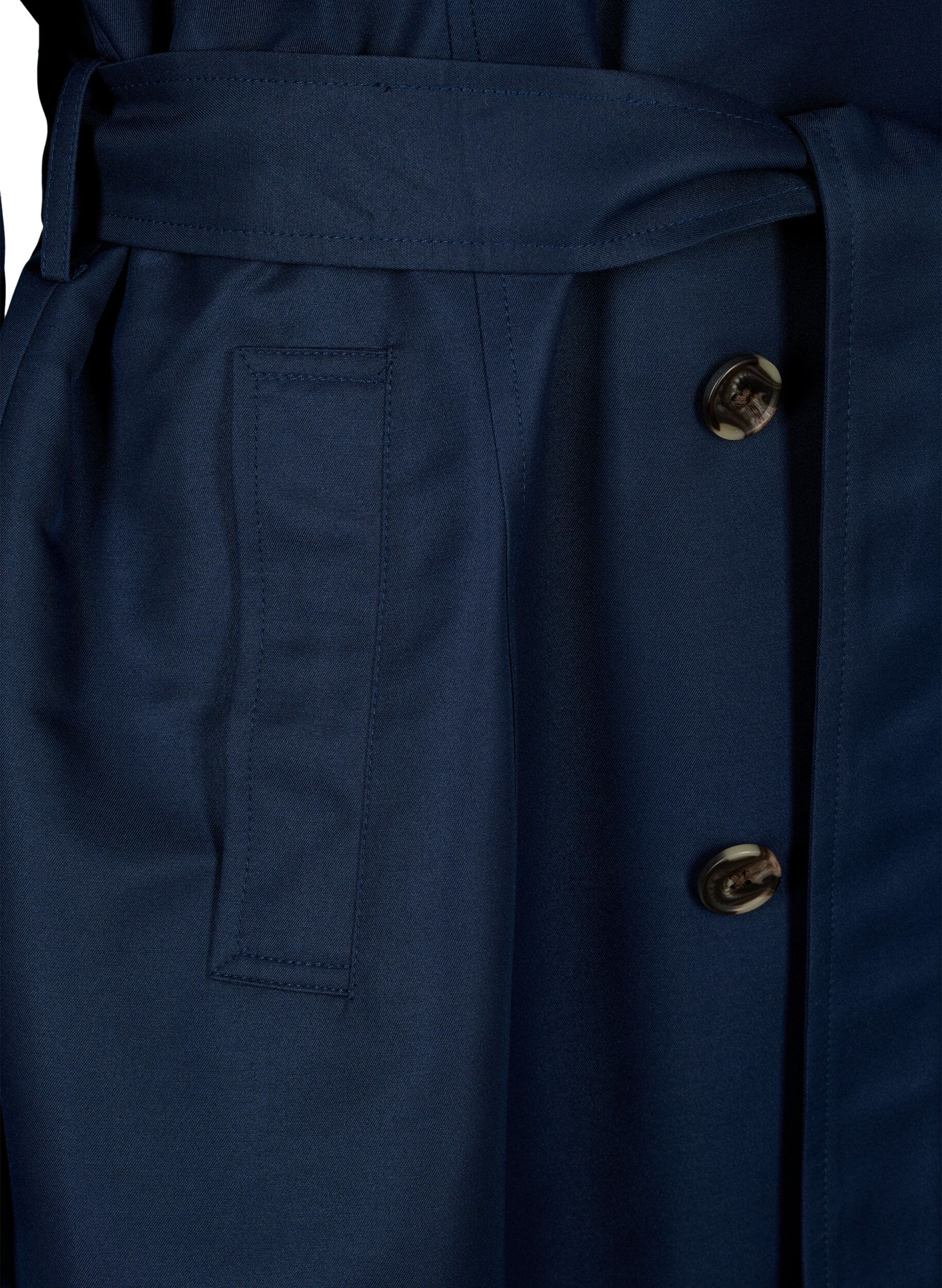Zizzifashion Short trench coat with belt, Blue, Packshot image number 3