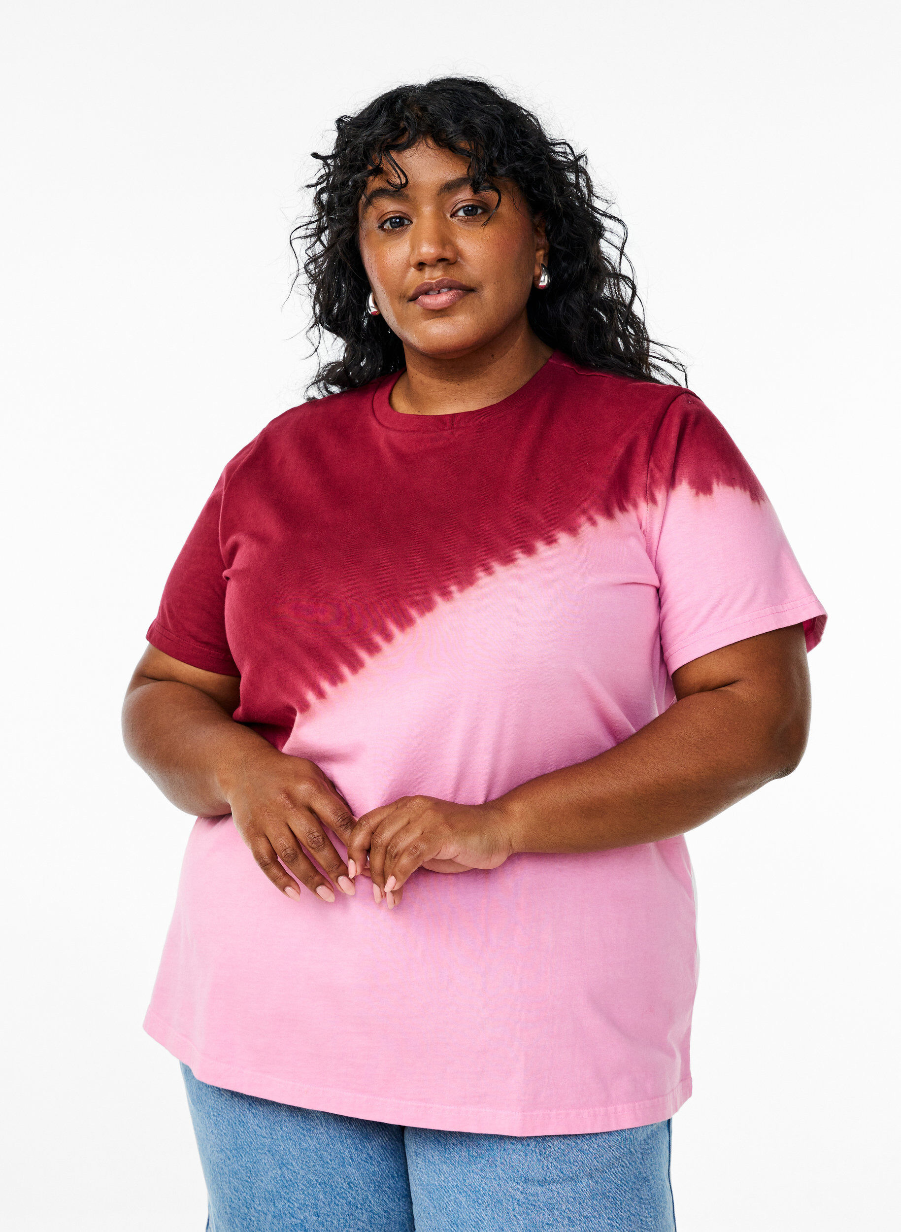 Dip-dye T-shirt in organic cotton, Red, Model