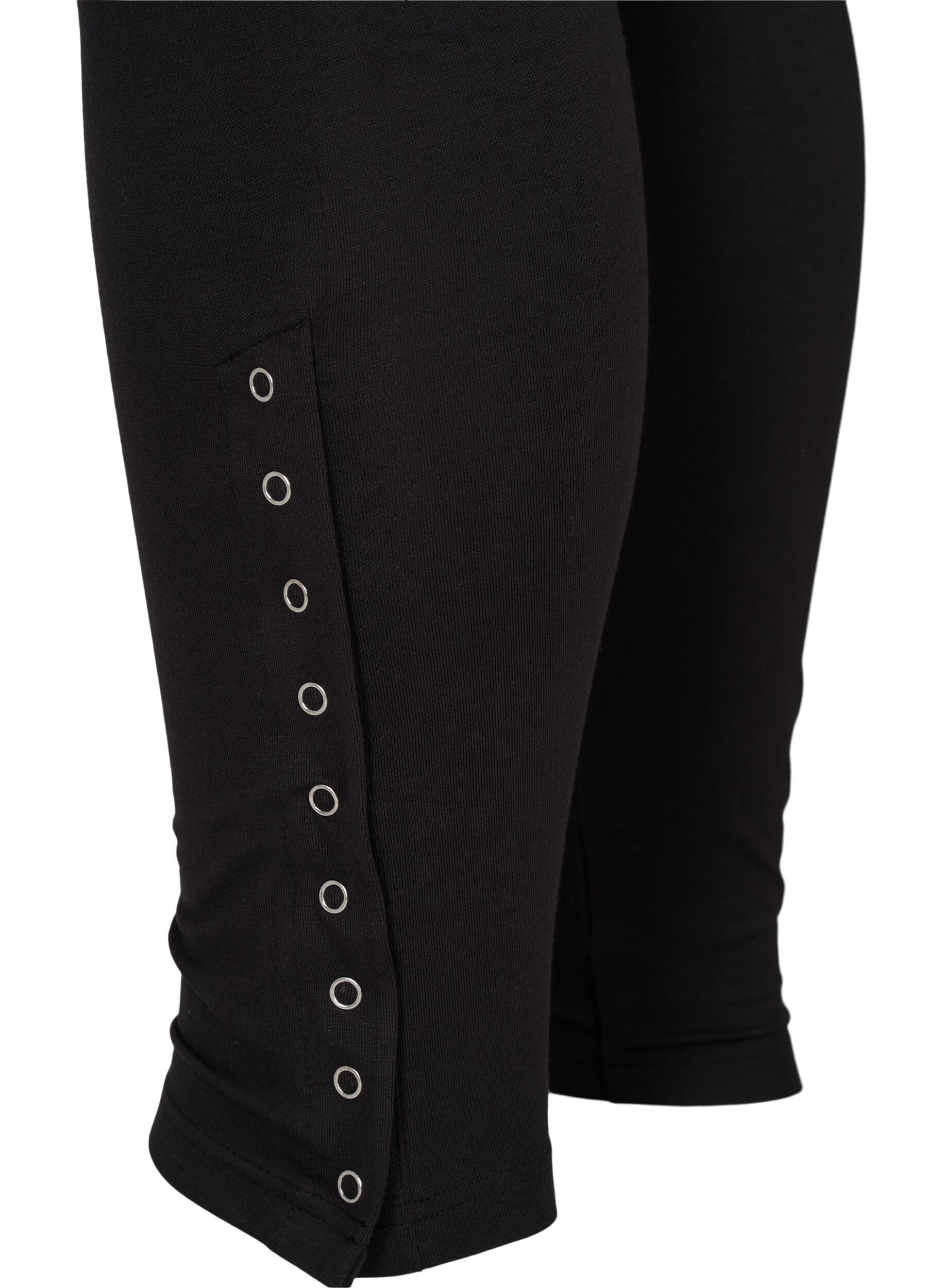 Zizzifashion Viscose leggings with press studs, Black, Packshot image number 3