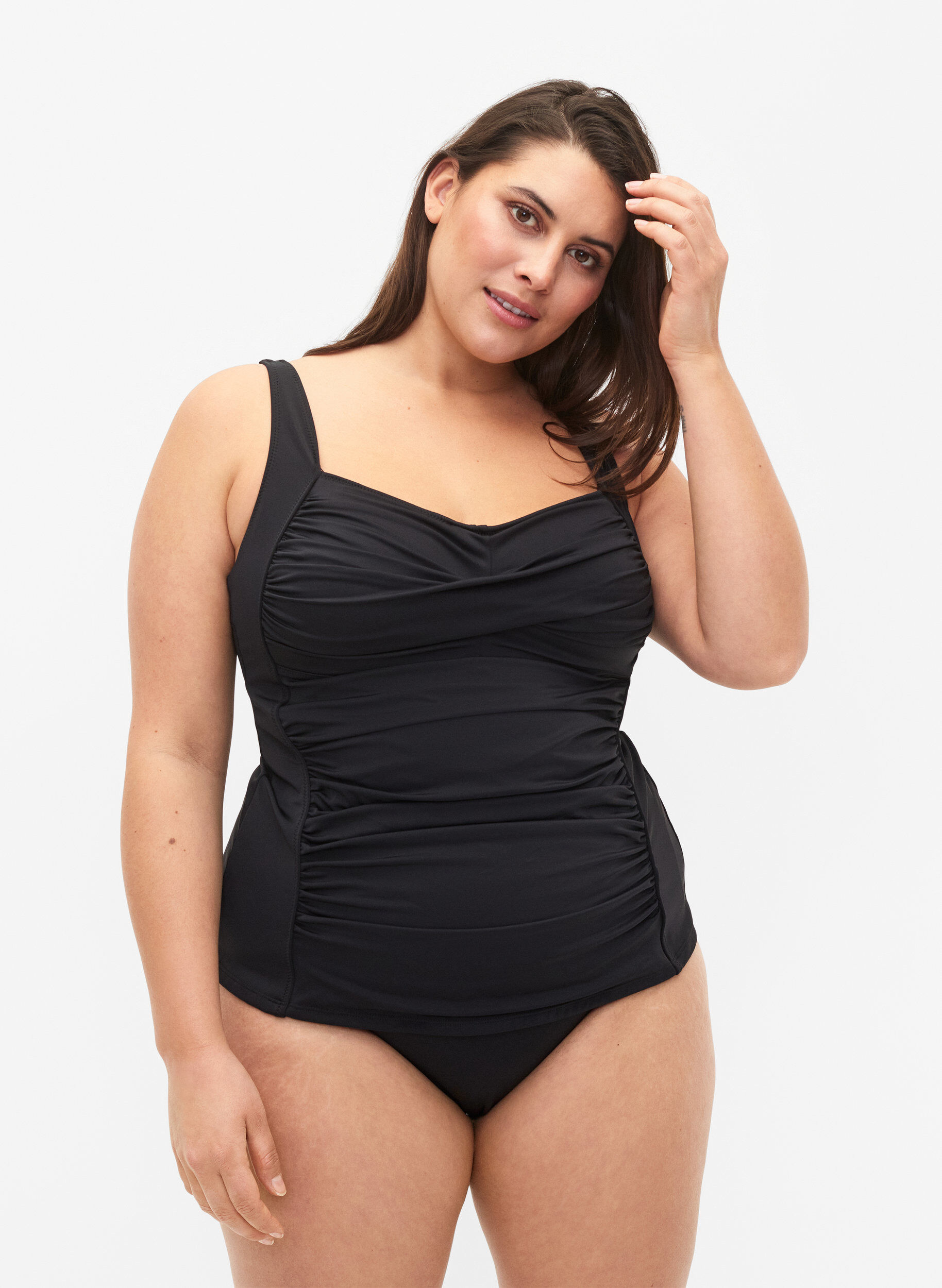 Zizzifashion Tankini with draping, Black, Model image number 0